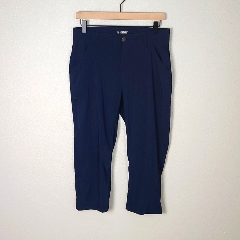Khombu Navy Blue Woven Capri Pants
